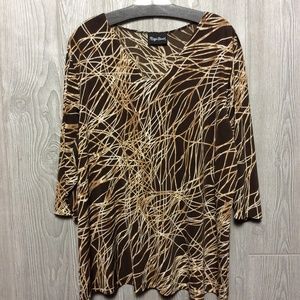 Brown and Tan Printed Blouse PLUS SIZE